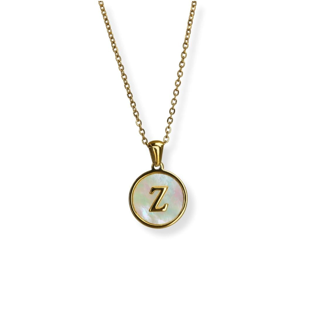 Collar con inicial - oro y blanco - letras A a Z